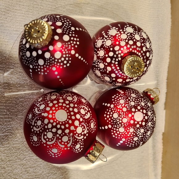4 handpainted Christmas ornaments